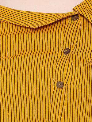 asymmetric collar striped top - 15277119 - Standard Image - 4