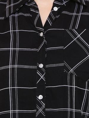 black rayon checkered shirt - 15277120 - Standard Image - 4