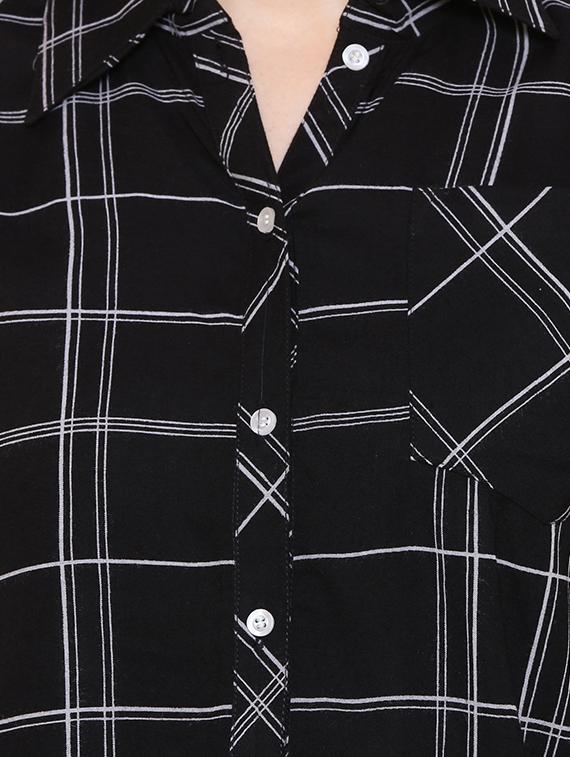 black rayon checkered shirt - 15277120 - Zoom Image - 4