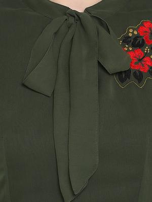green embroidered a-line dress - 15277621 - Standard Image - 4