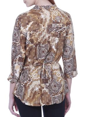 mandarin neck printed shirt - 15277975 - Standard Image - 4