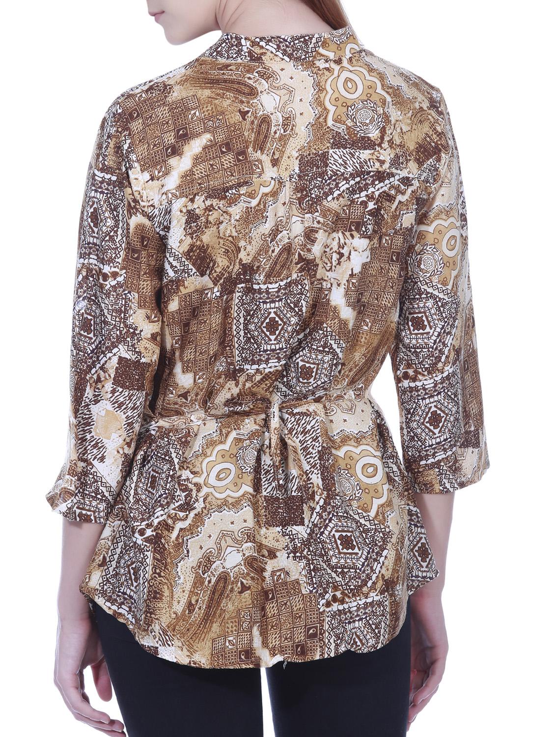 mandarin neck printed shirt - 15277975 - Zoom Image - 4