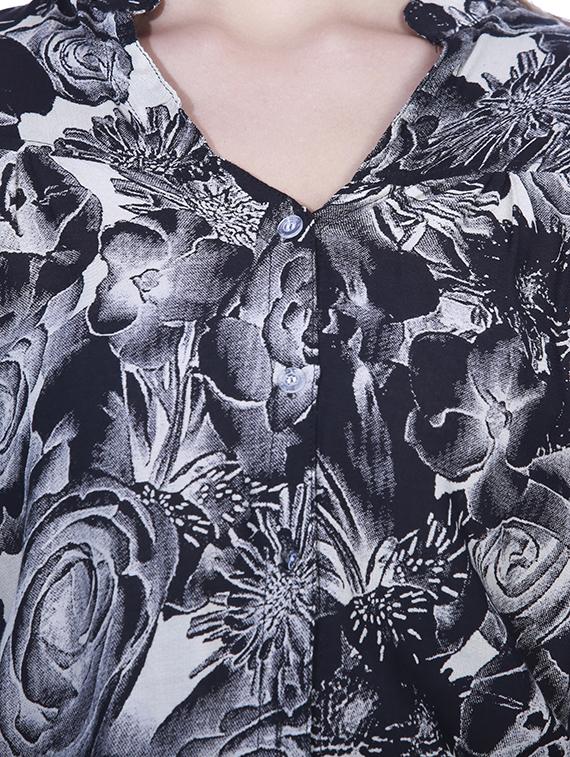 mandarin neck floral shirt - 15277985 - Zoom Image - 4