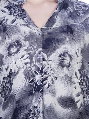 grey printed rayon shirt tunic - 15277986 - Standard Image - 4