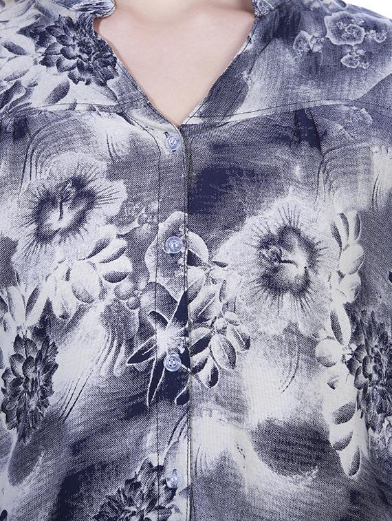 grey printed rayon shirt tunic - 15277986 - Zoom Image - 4
