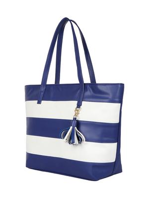 blue colored leatherette (pu) regular tote - 15283912 - Standard Image - 4