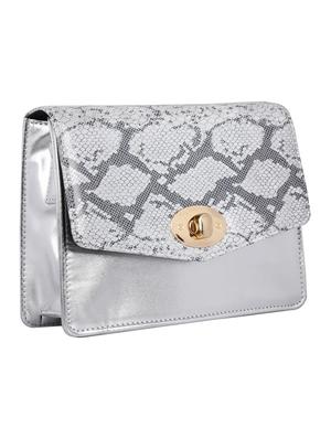 silver leatherette (pu) regular sling bag - 15283942 - Standard Image - 4