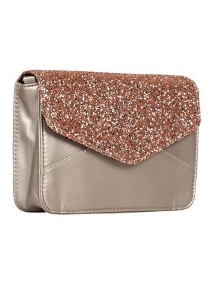 gold leatherette (pu) sling bag - 15283983 - Standard Image - 4