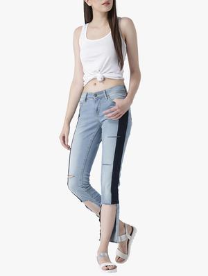 blue denim distressed jeans - 15286077 - Standard Image - 4