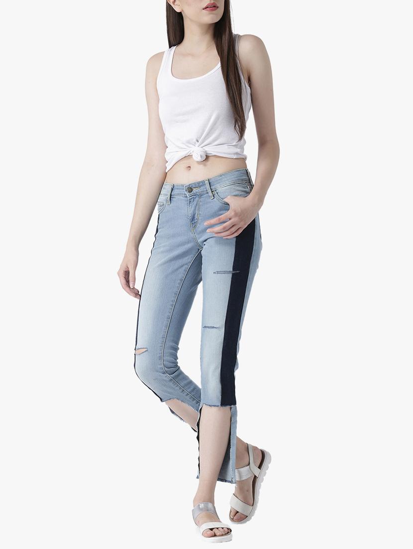blue denim distressed jeans - 15286077 - Zoom Image - 4