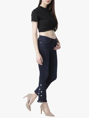 Embellished frayed boot-cut jeans - 15286084 - Standard Image - 4