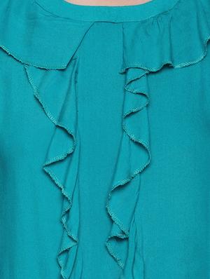 blue solid viscose ruffle top - 15287060 - Standard Image - 4
