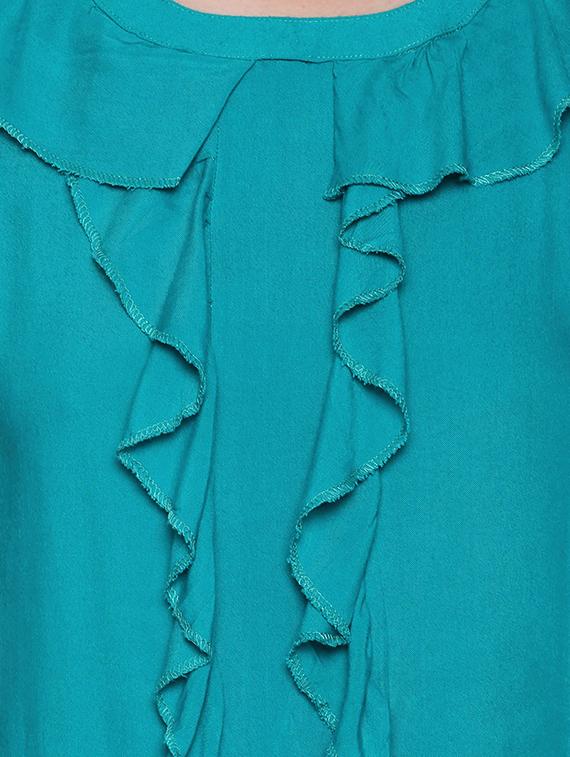 blue solid viscose ruffle top - 15287060 - Zoom Image - 4