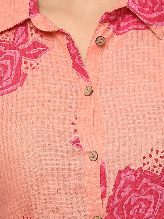 pink cotton aline kurta - 15288335 - Zoom Image - 4