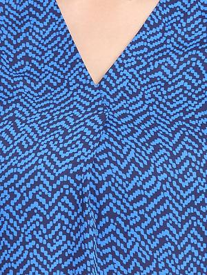 printed v neck pleated back top - 15288374 - Standard Image - 4