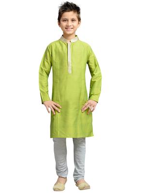 green cotton blend kurta set - 15288503 - Standard Image - 4