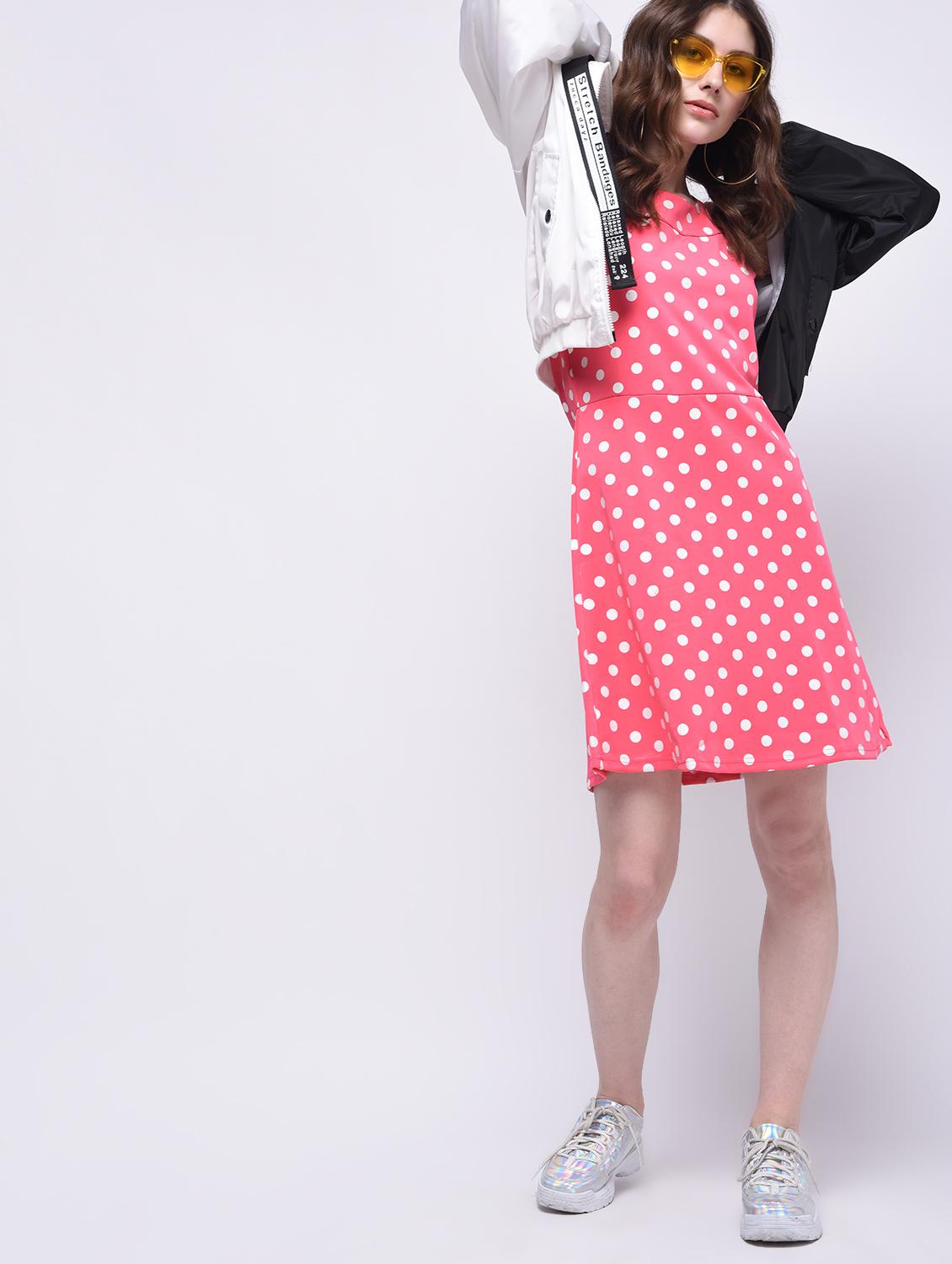 pink polka doted cotton a-line dress - 15289728 - Zoom Image - 4