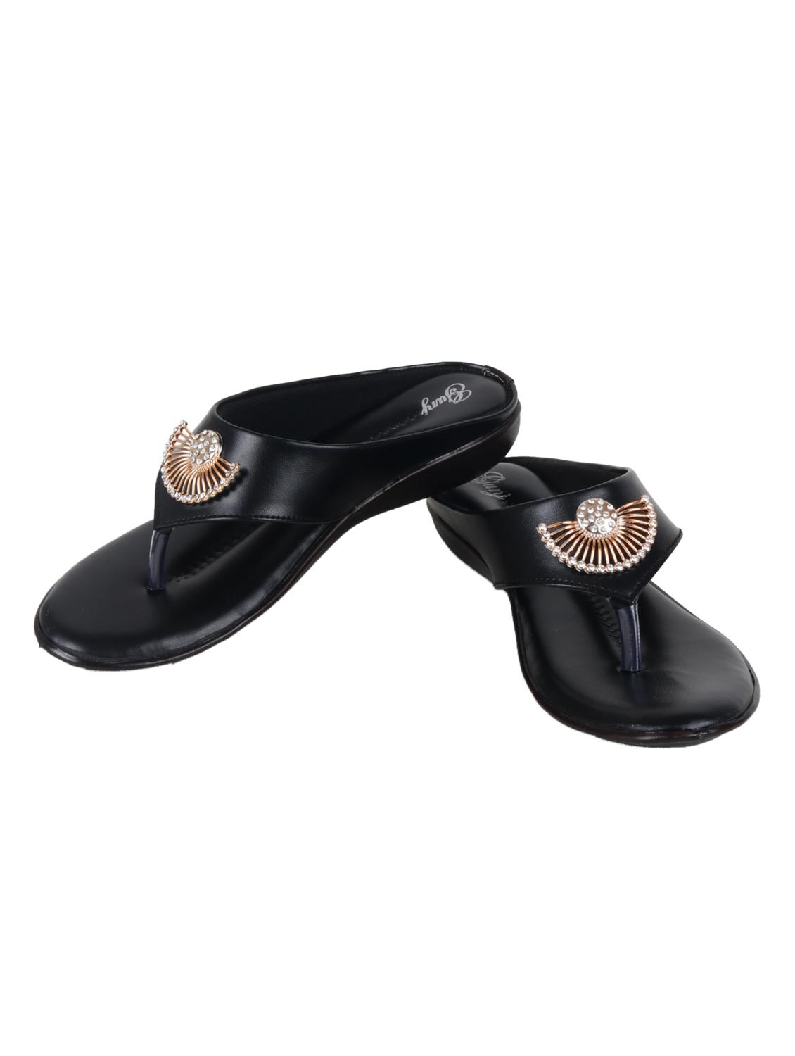 black faux leather flip flops - 15291195 - Zoom Image - 4
