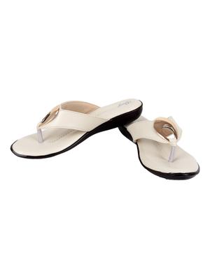 white faux leather flip flops - 15291204 - Standard Image - 4