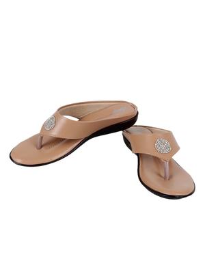 beige faux leather flip flops - 15291215 - Standard Image - 4