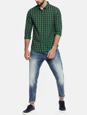 green cotton casual shirt - 15291920 - Standard Image - 4