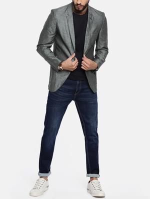 grey cotton single breasted blazer - 15291953 - Standard Image - 4