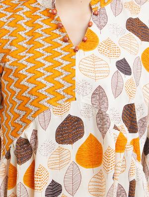 beige rayon fusion kurta - 15291967 - Standard Image - 4