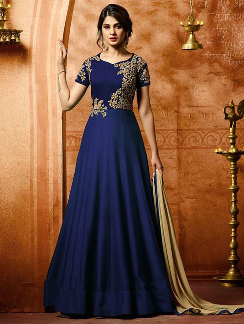 embroidered semi-stitched anarkali suit - 15292191 - Standard Image - 1