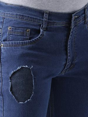 blue denim patched jeans - 15293430 - Standard Image - 4