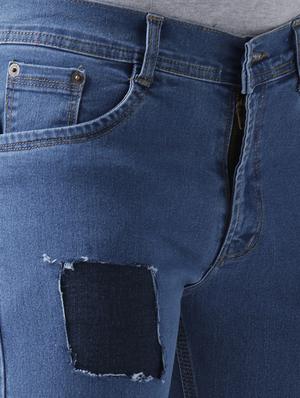 blue denim patched jeans - 15293440 - Standard Image - 4