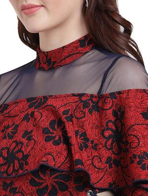 mesh panel printed layered dress - 15296199 - Standard Image - 4