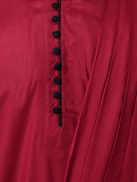 maroon rayon kurta pyjama set - 15296405 - Zoom Image - 4
