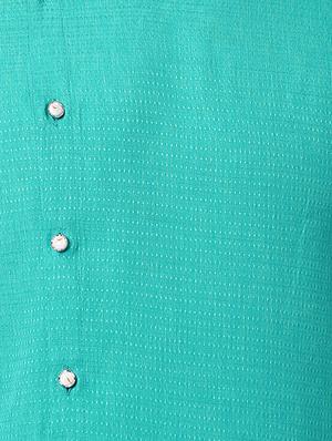blue silk blend asymmetric kurta pyjama set - 15296421 - Standard Image - 4