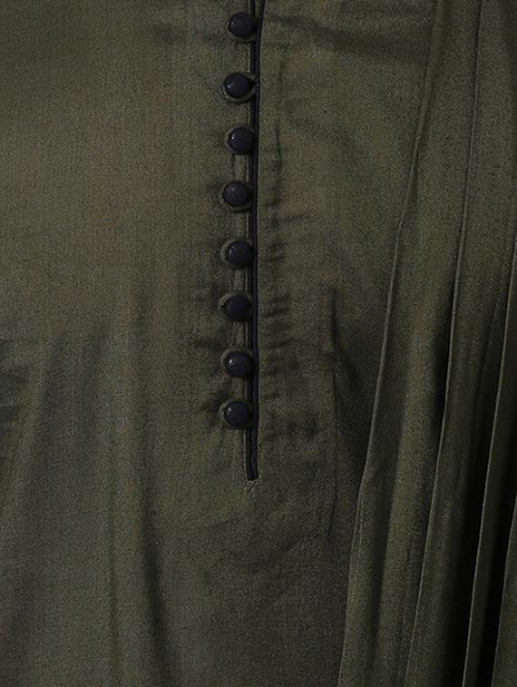 green solid long kurta - 15296447 - Zoom Image - 4