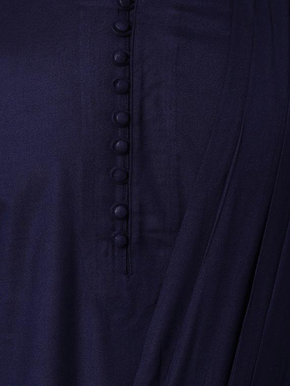 navy blue solid long kurta - 15296455 - Zoom Image - 4