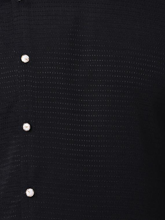 black silk blend asymmetric kurta - 15296464 - Zoom Image - 4