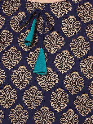 block printed straight kurta - 15297621 - Standard Image - 4