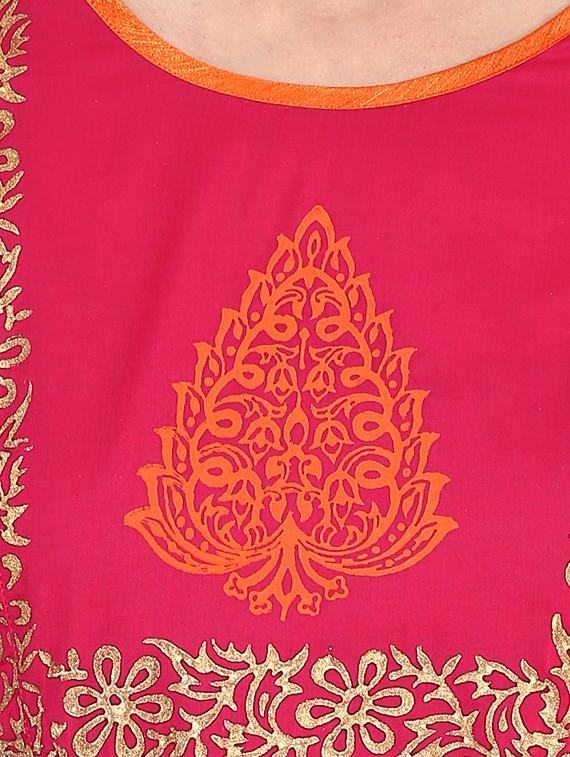 anarkali hand block printed kurta - 15297624 - Zoom Image - 4