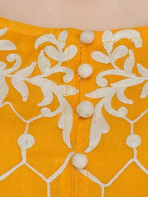 yellow rayon layered kurta - 15300266 - Standard Image - 4
