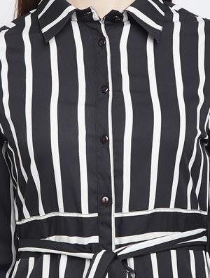black striped belted shirt dress - 15300348 - Standard Image - 4