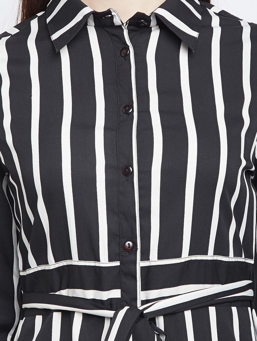 black striped belted shirt dress - 15300348 - Zoom Image - 4