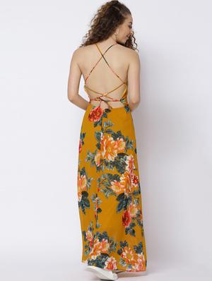 yellow backless maxi dess - 15300774 - Standard Image - 4