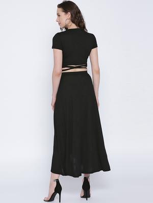 black cotton asymmetric dress - 15300788 - Standard Image - 4