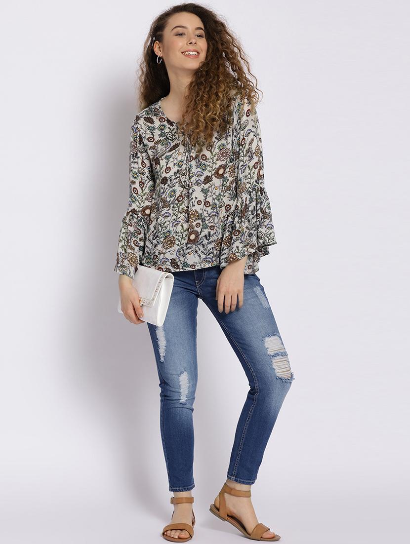 white rayon printed top - 15300790 - Zoom Image - 4