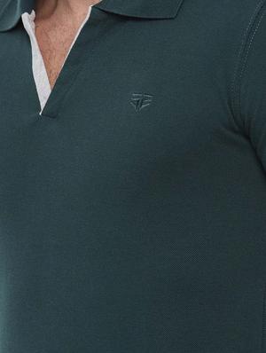 green cotton blend polo t-shirt - 15301014 - Standard Image - 4