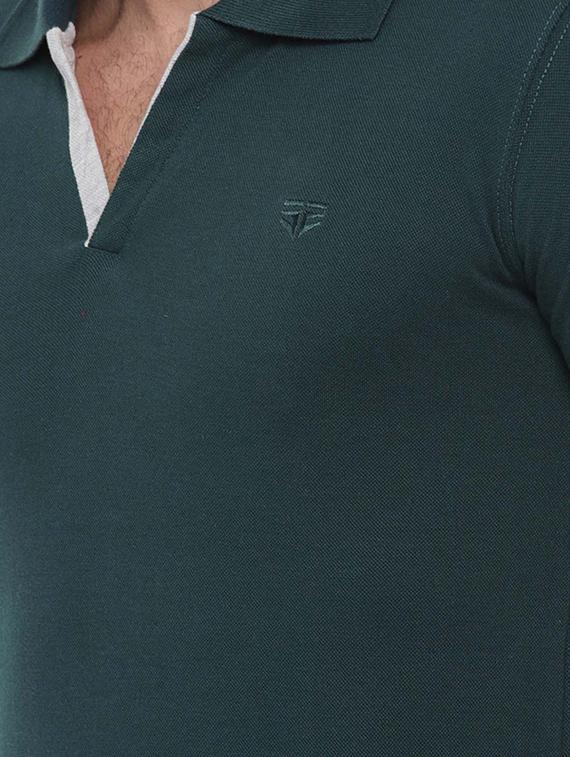 green cotton blend polo t-shirt - 15301014 - Zoom Image - 4