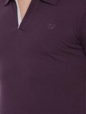 purple cotton blend collared t-shirt - 15301016 - Standard Image - 4