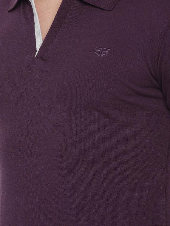 purple cotton blend collared t-shirt - 15301016 - Zoom Image - 4