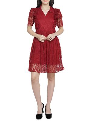 frill detail net fit & flare dress - 15301126 - Standard Image - 4