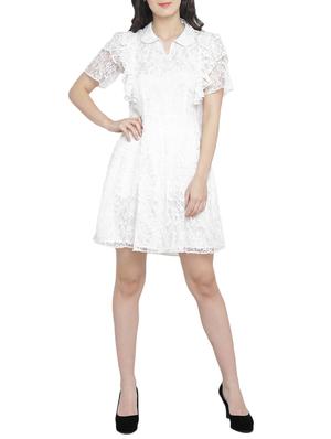 frill detail net fit & flare dress - 15301127 - Standard Image - 4